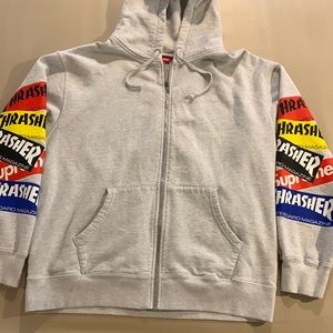 COPY - Supreme X Thrasher Light grey zip up hoodie